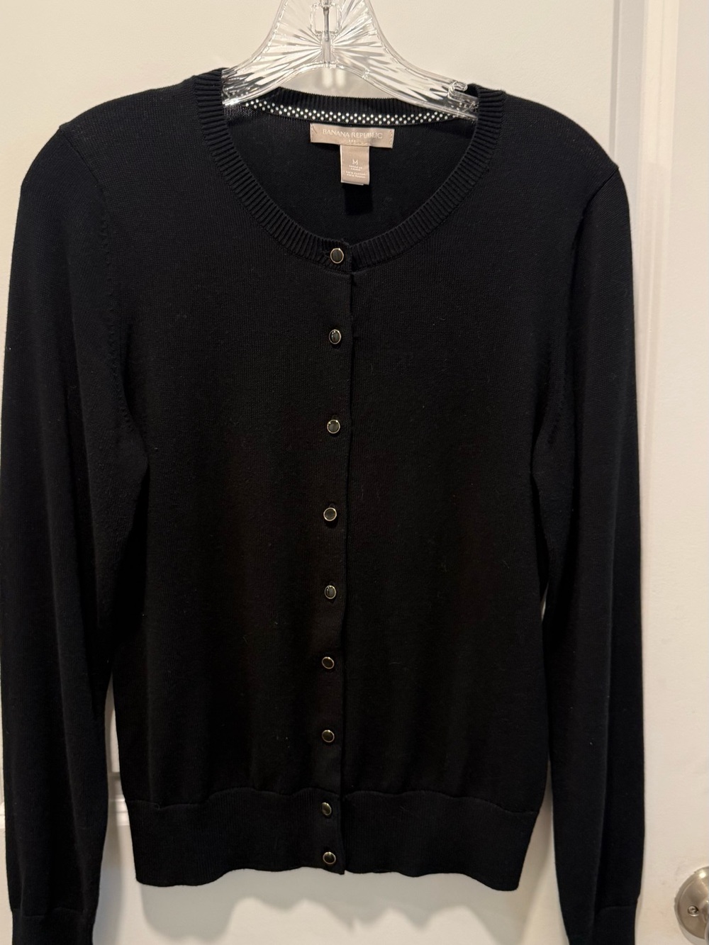 Banana Republic Black Button-Front Crewneck Cardigan size M women’s